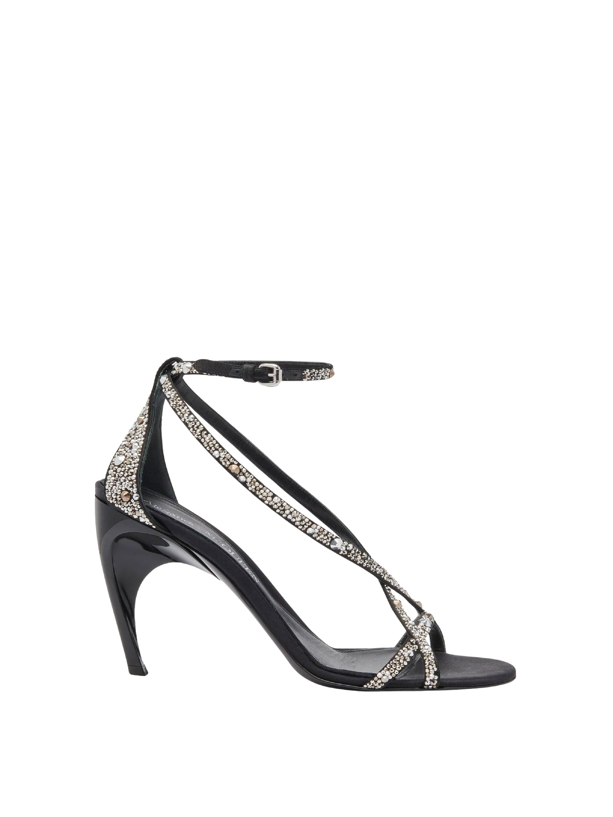 Sandales à talons avec strass 95 en soie - Black Crystal