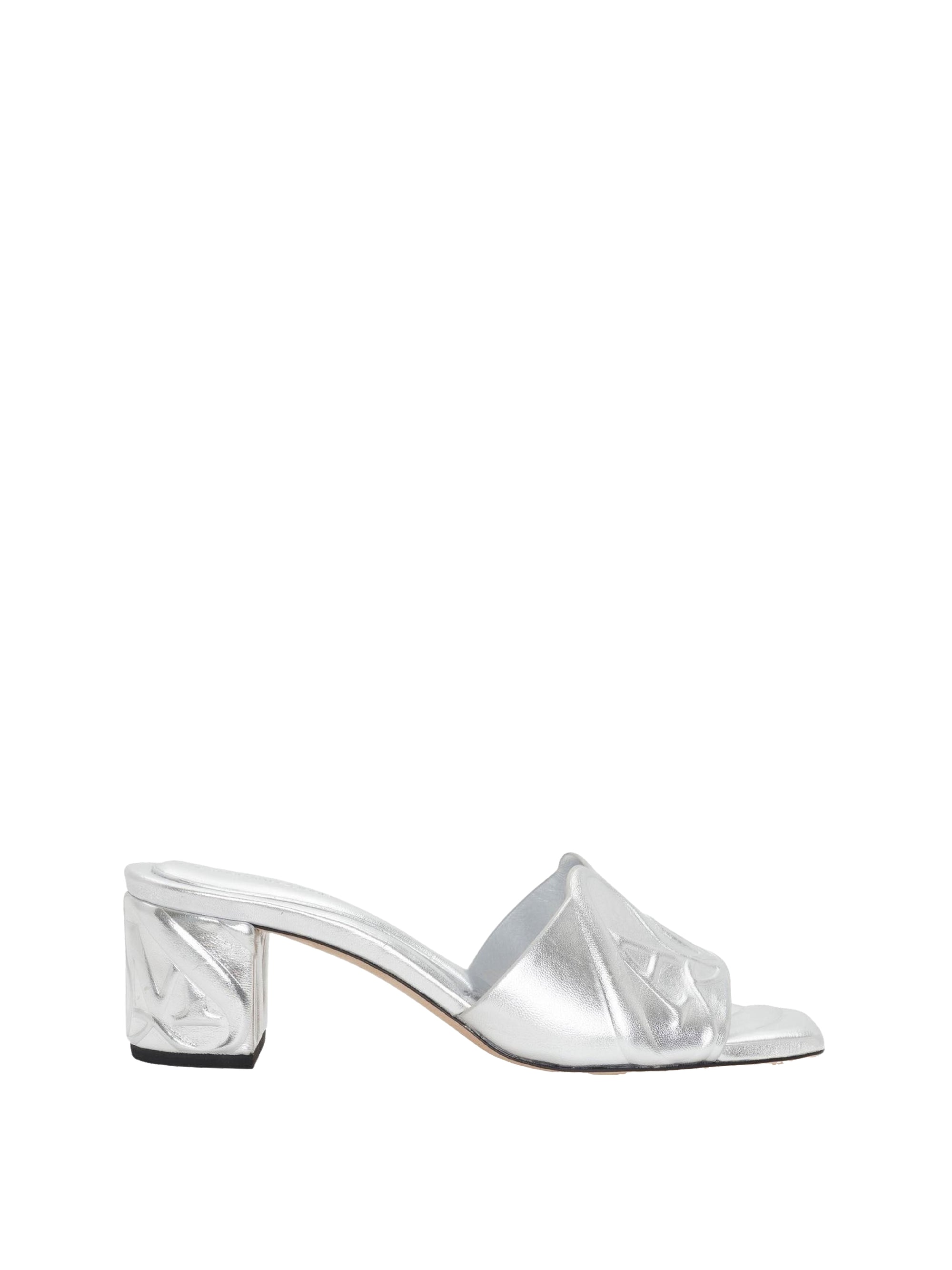 55 leather heeled mules - Silver