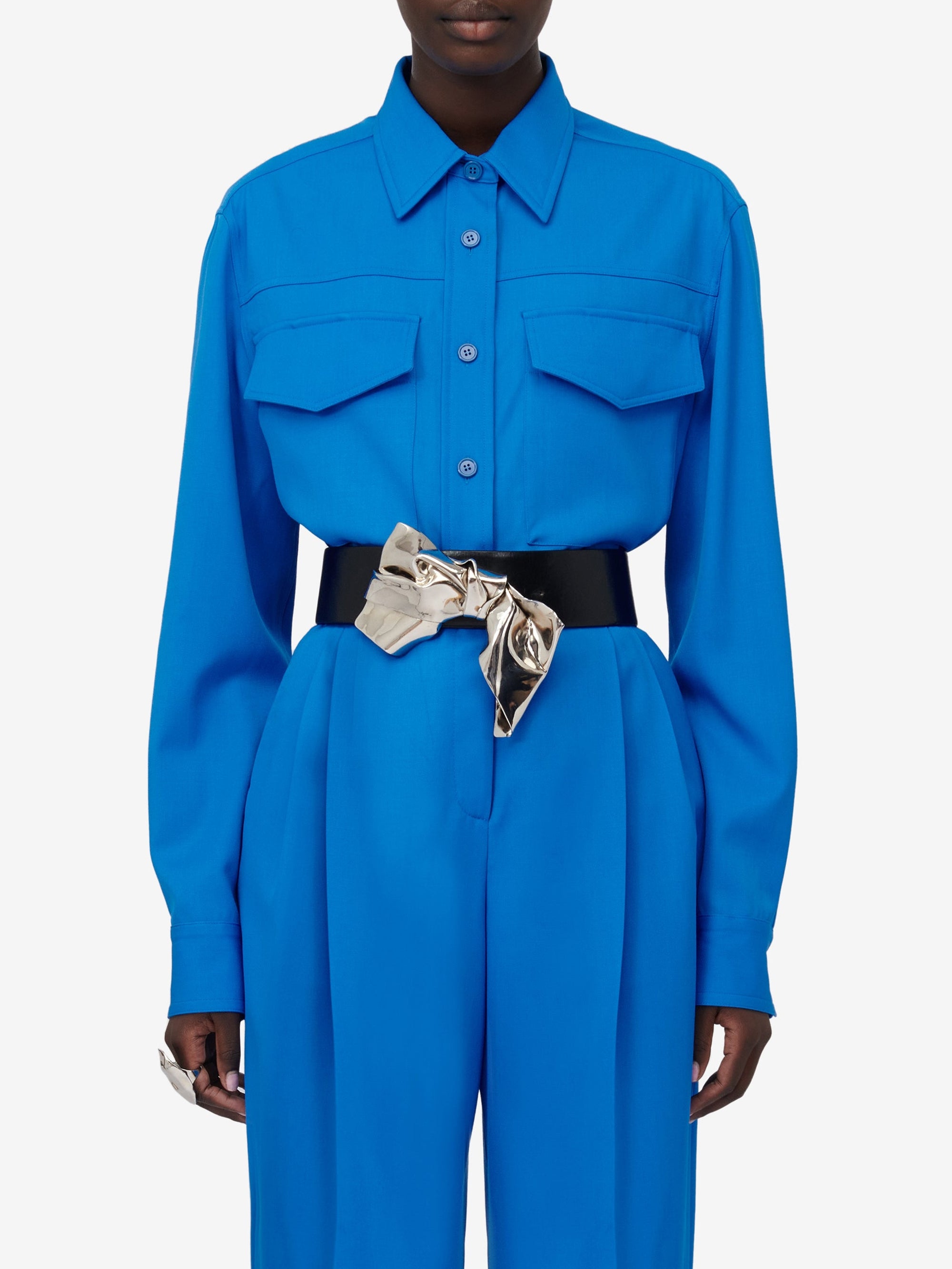 Chemise à poches en laine - Lapis Blue