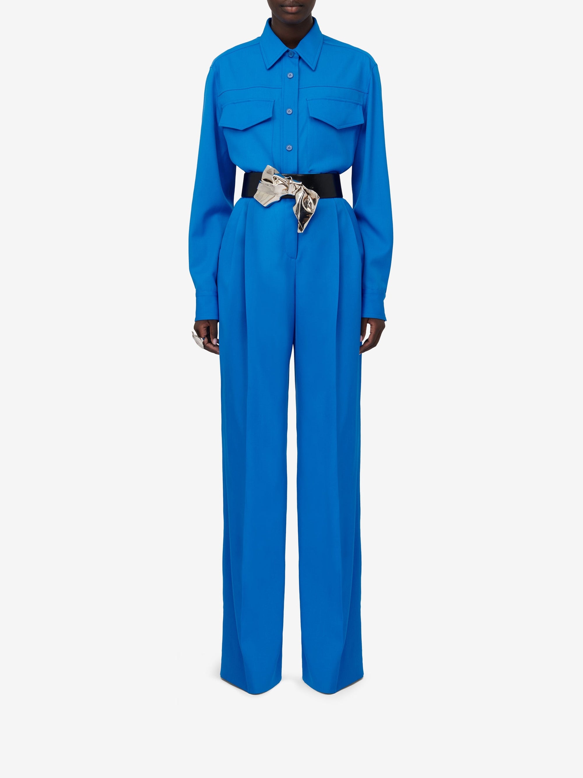 Chemise à poches en laine - Lapis Blue