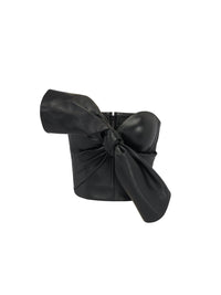 Top bustier avec nœud en cuir - Black