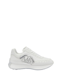 Sneakers avec logo en cuir - White Silver