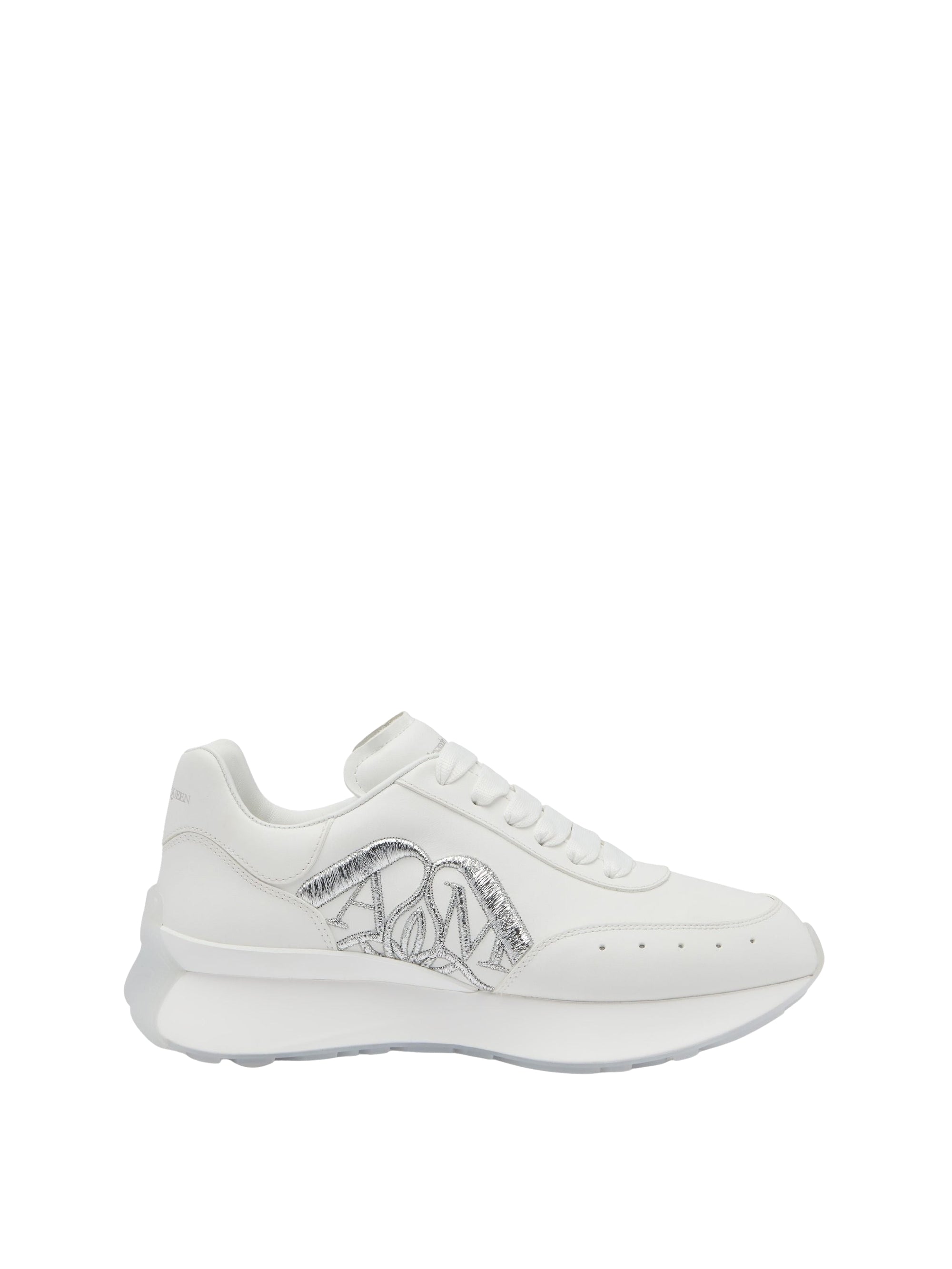 Sneakers avec logo en cuir - White Silver