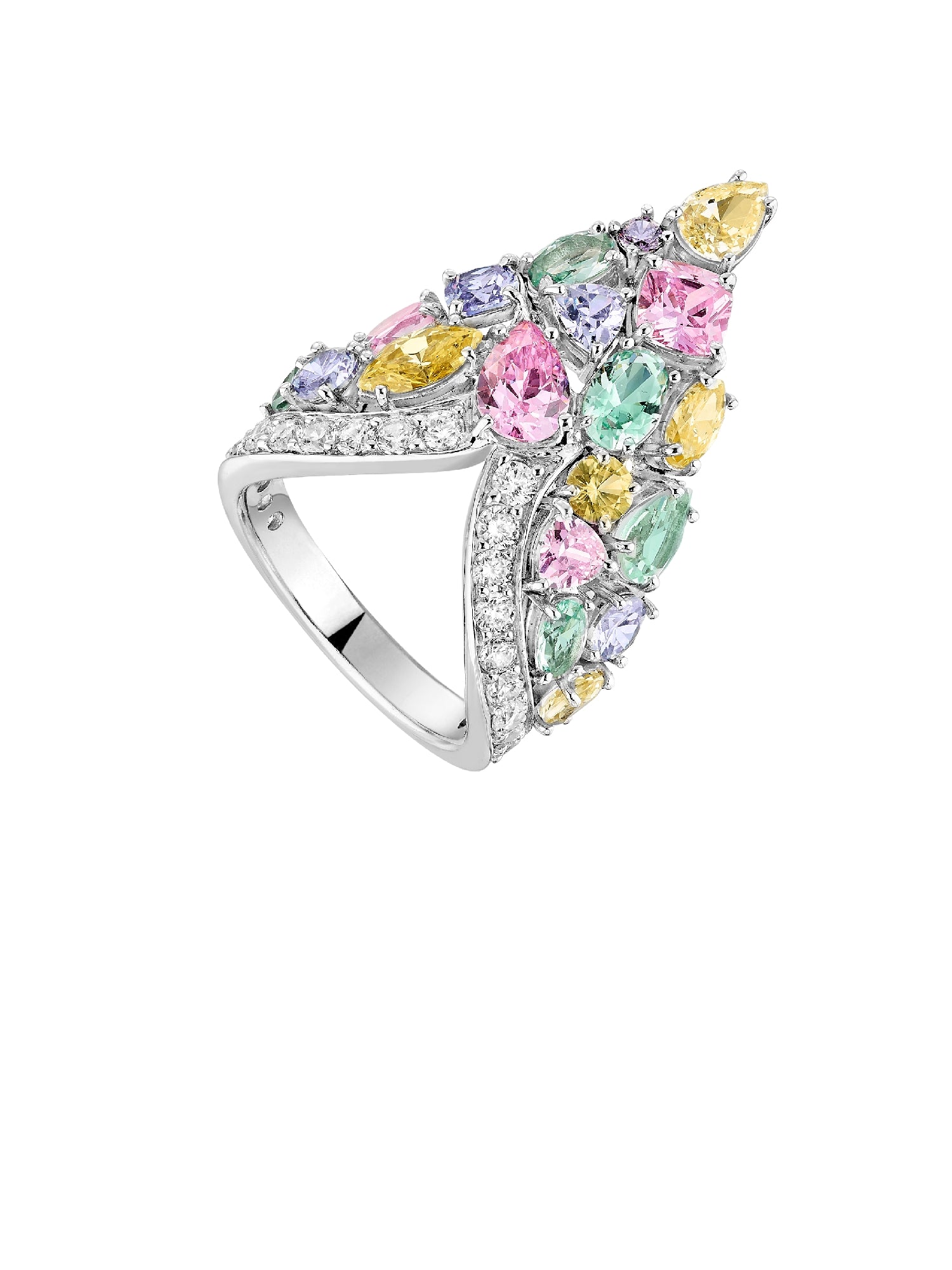 1qty NEW / Argent Rhodié bague collection Riviera Hills sur argent rhodié sertie de Burmalite™ taille poire // RECO : 600€