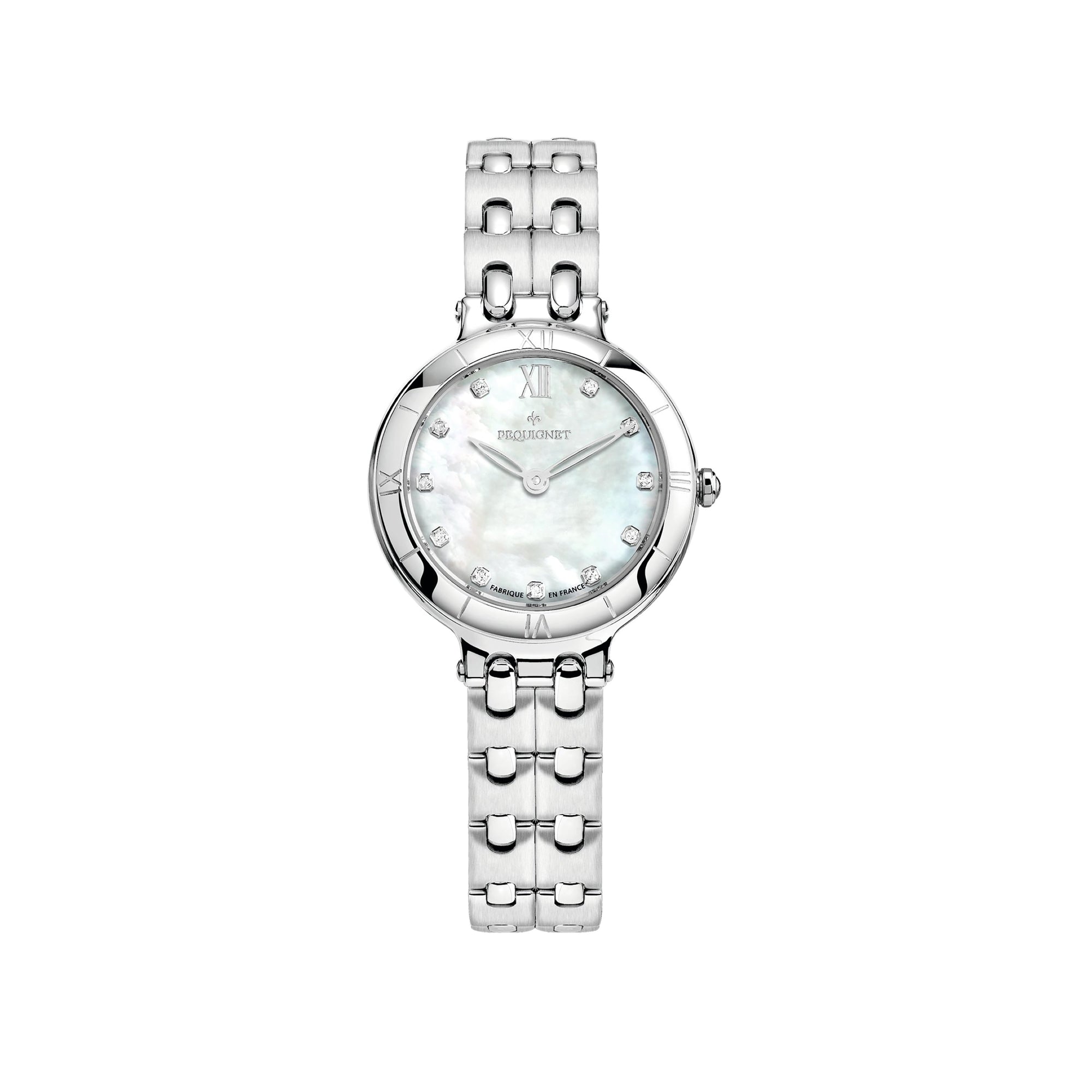 Moorea steel watch set with diamonds 29 mm - White mother-of-pearl