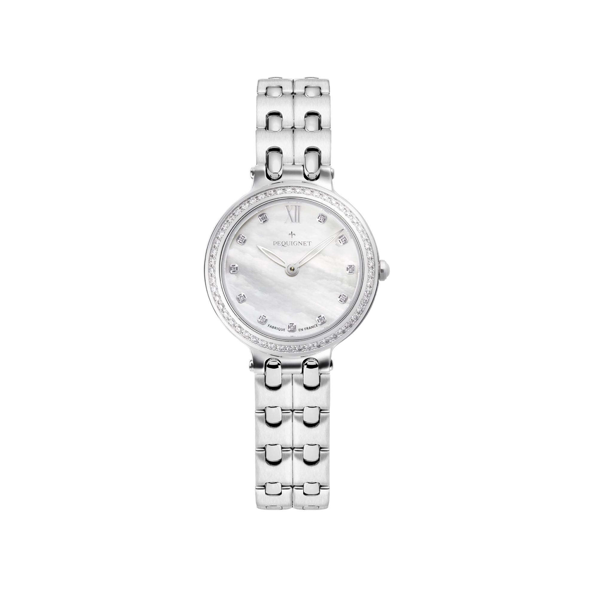 Montre Moorea en acier sertie de diamants 29 mm - Nacre