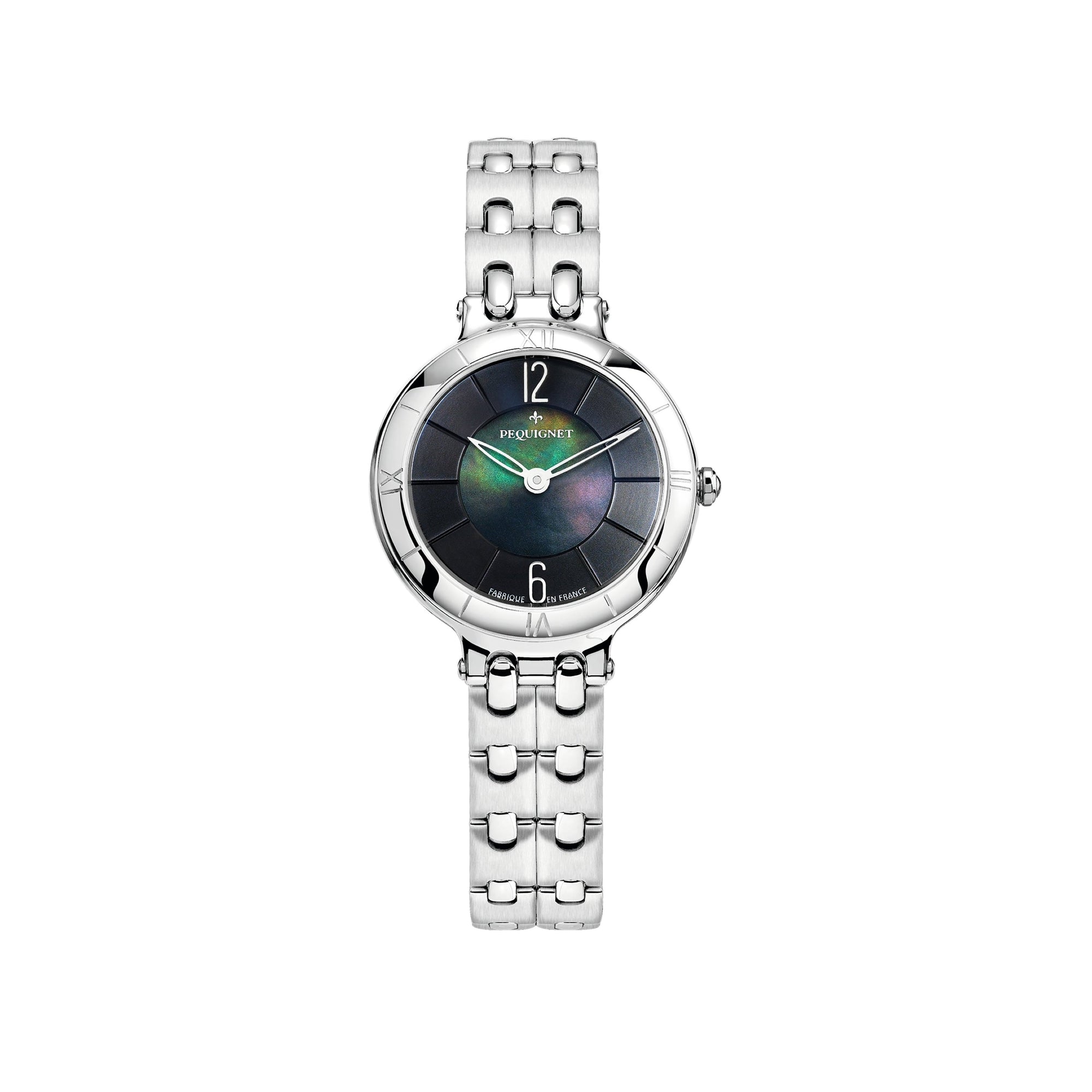 Montre Moorea en acier 29 mm - Noir & centre nacré
