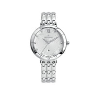 Moorea steel watch set with diamonds 36 mm - White & Stamped decoration