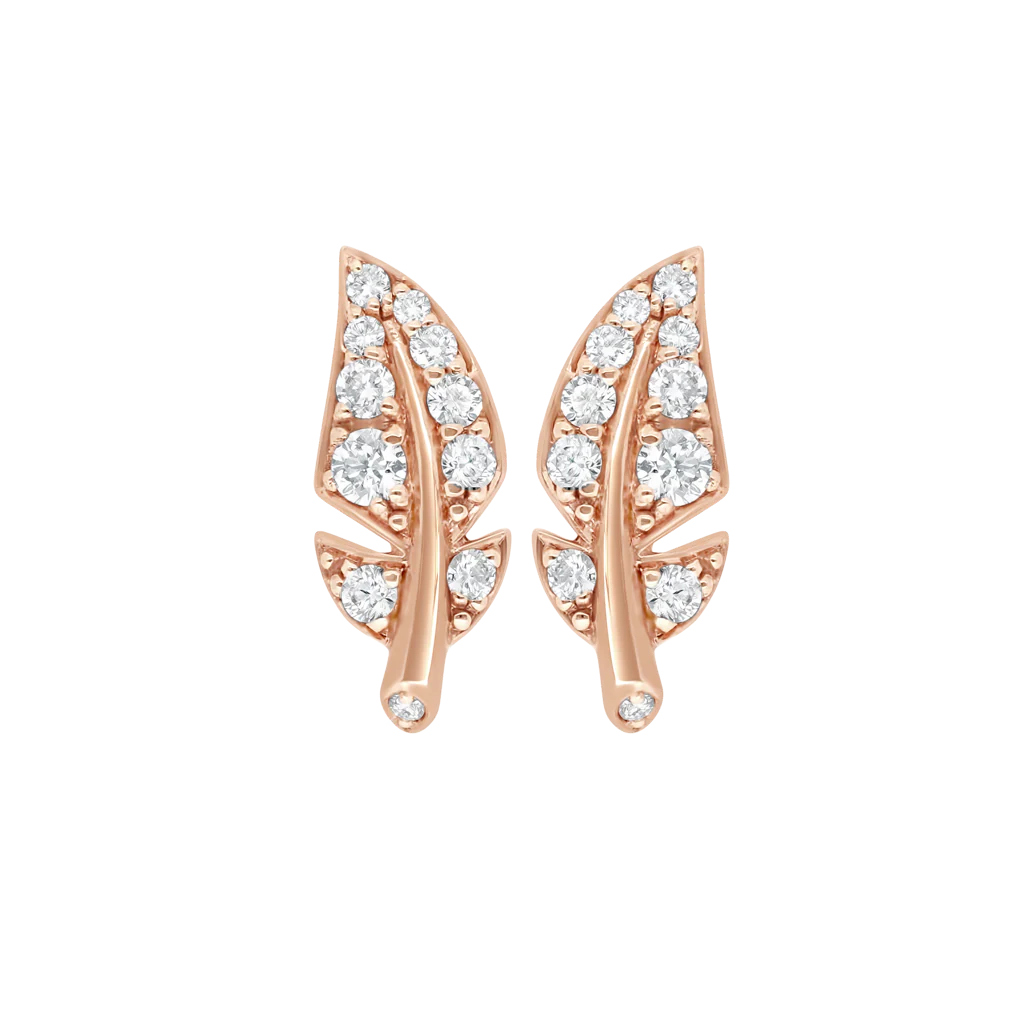 2qty NEW / Or rose 18 ct Boucles d'oreilles Comme une Plume en or rose 18 carats // RECO : 795€