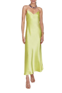 Robe à encolure V et coupe croisée - Lime