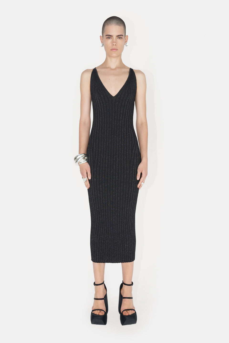Metallic Rhea Cami Dress - Black
