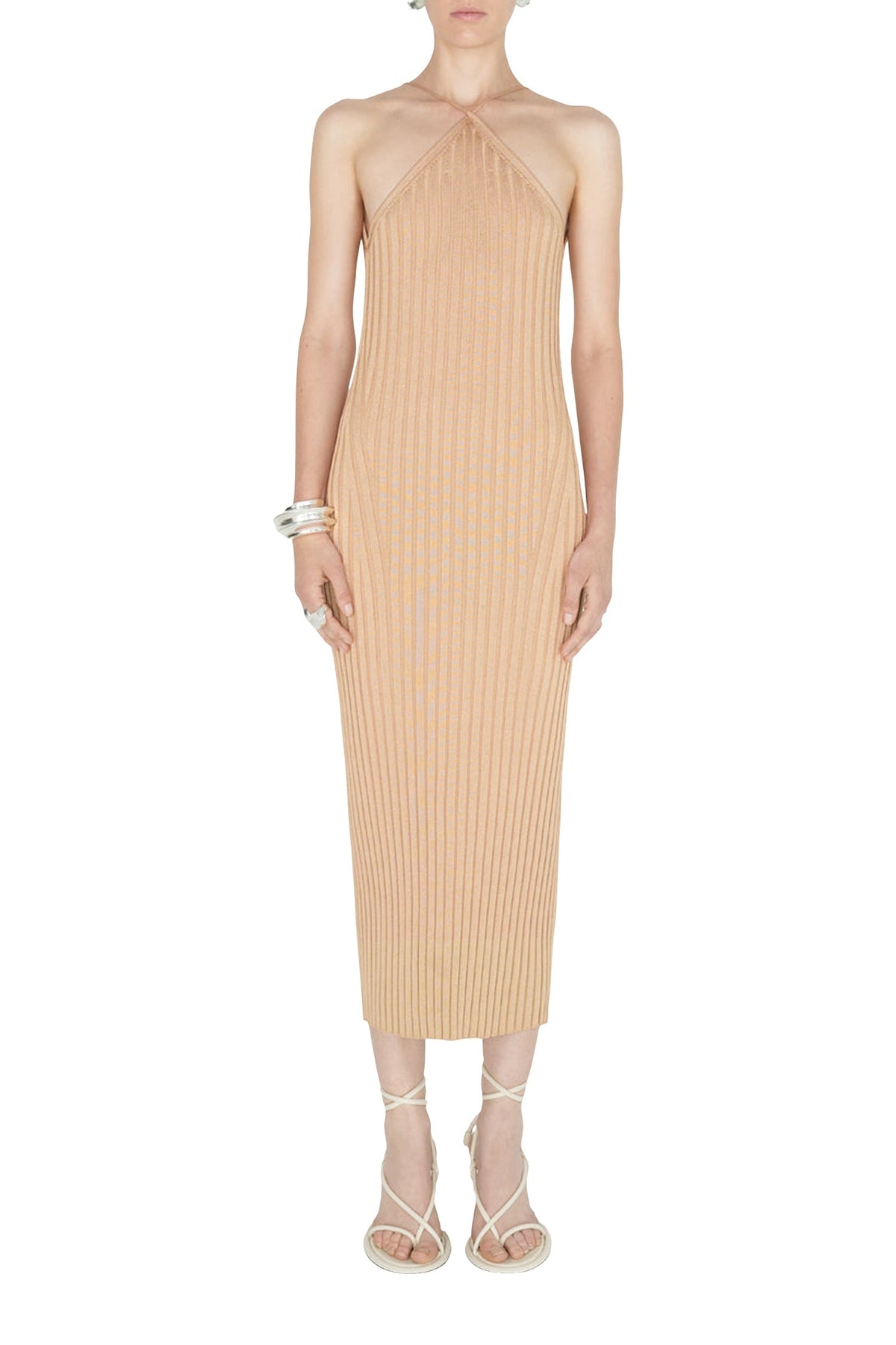 Metallic Rhea Cami Dress - Beige