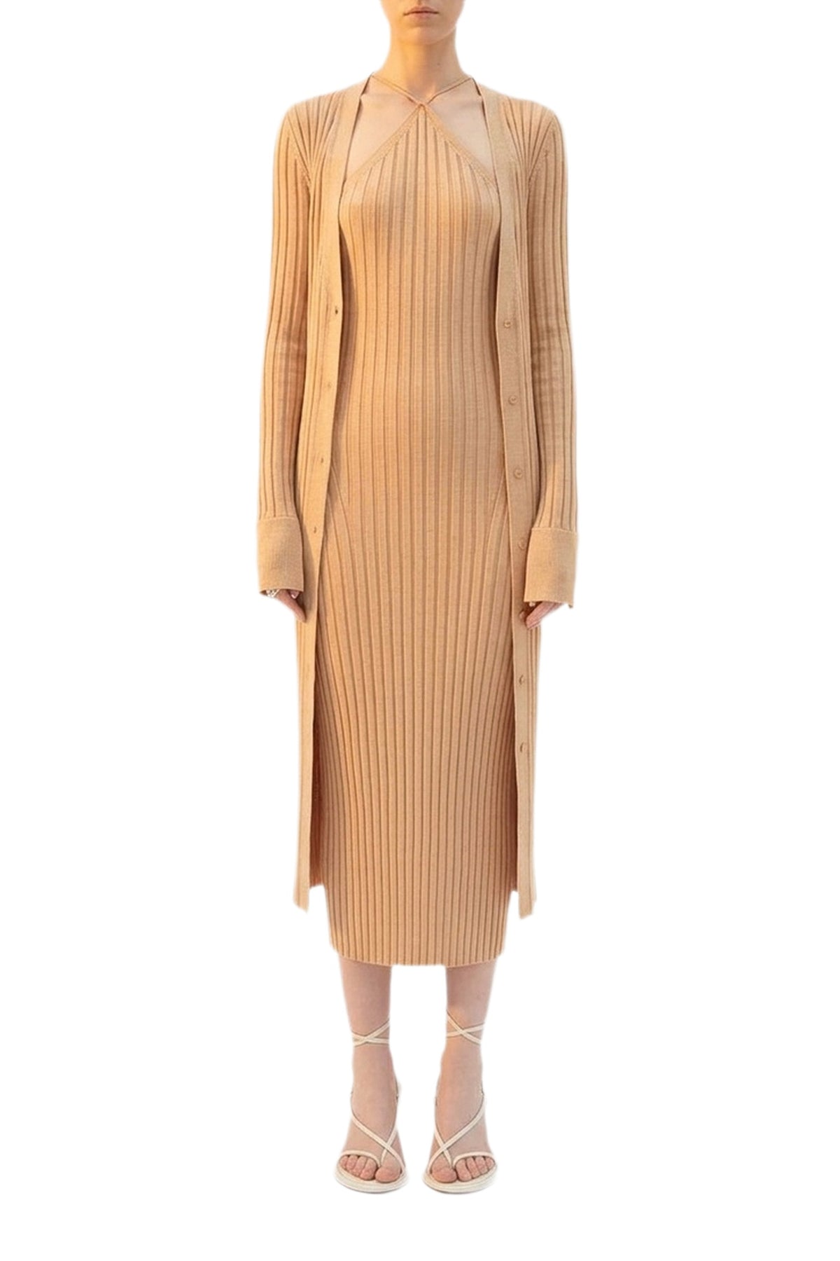 Metallic Rhea Dress - Beige