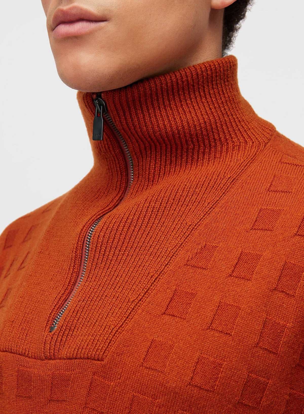 CLAY WINDOW ZIP UP MOCKNECK