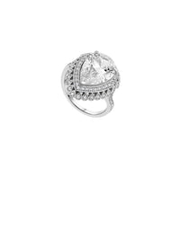 7qty NEW / Argent Bague Opéra sur argent rodhié sertie de Burmalite™ taille poire blanche // RECO : 440€