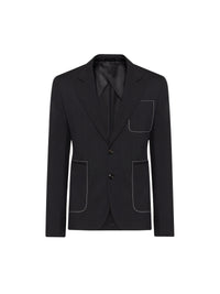 Blazer à boutonnage simple en laine mélangée - Black