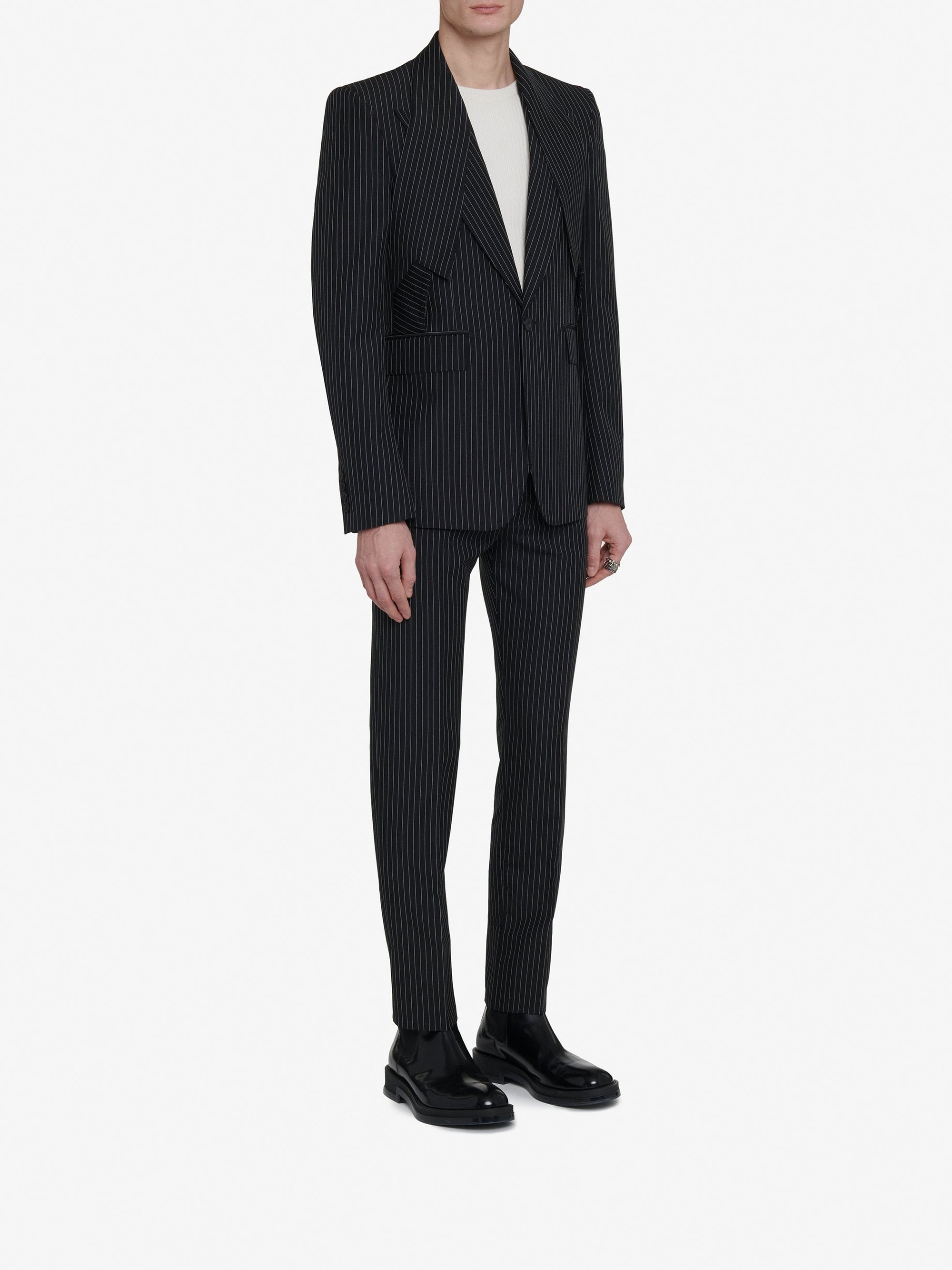 Blazer à boutonnage simple en laine - Black & White