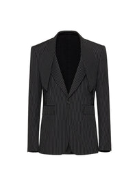 Blazer à boutonnage simple en laine - Black & White