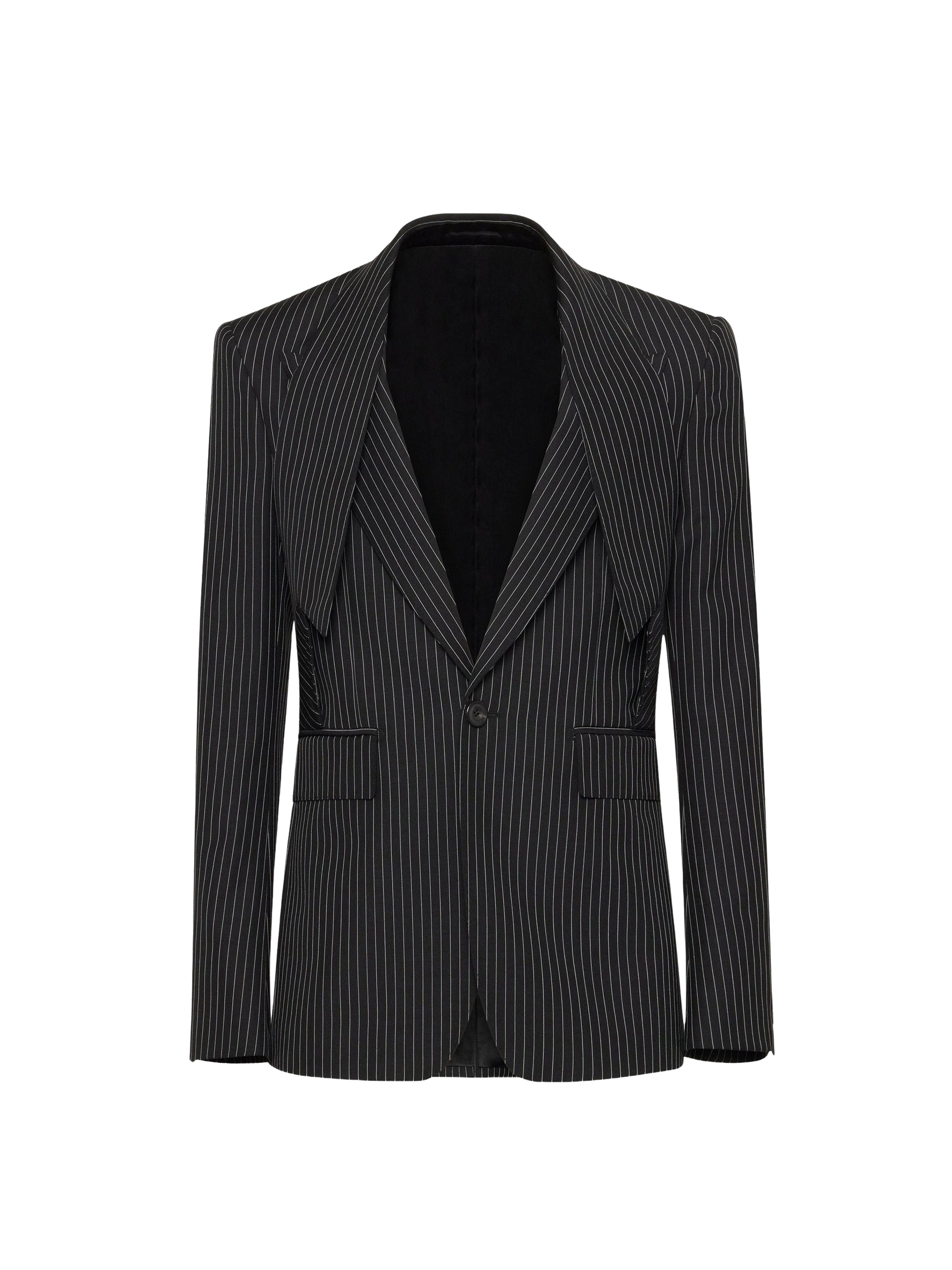Blazer à boutonnage simple en laine - Black & White
