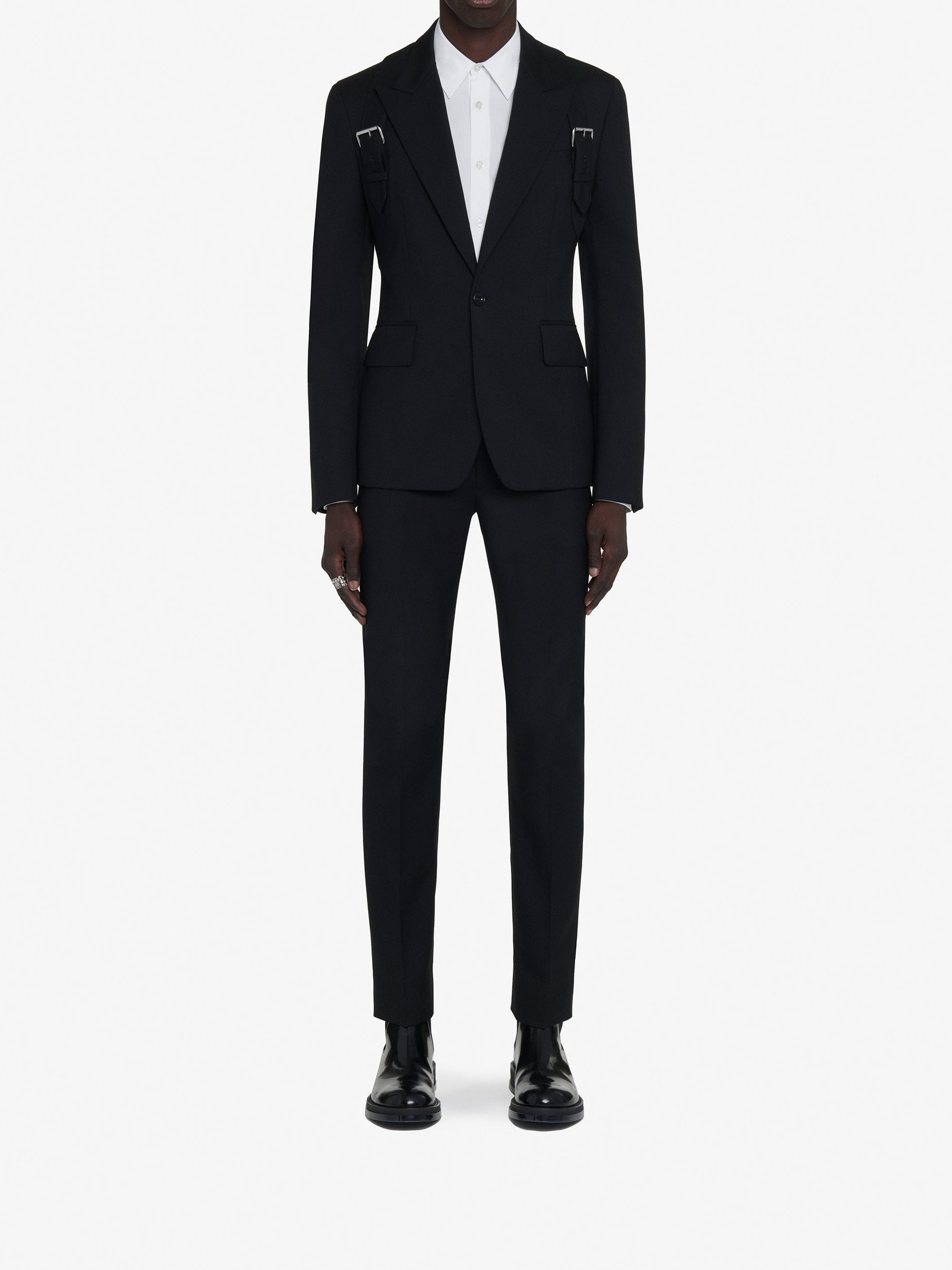 Blazer à boutonnage simple en laine - Black