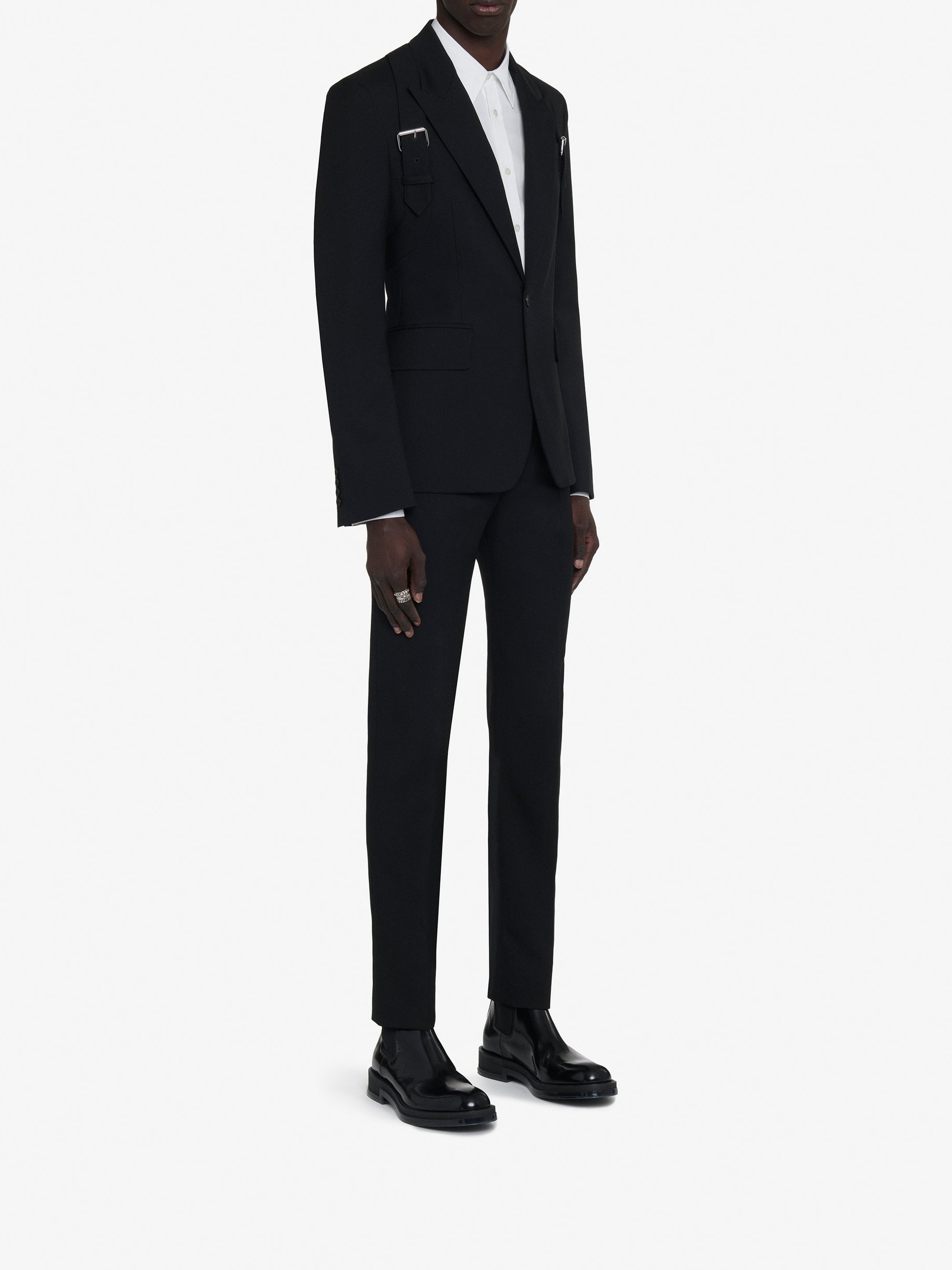 Blazer à boutonnage simple en laine - Black