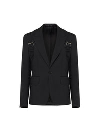 Blazer à boutonnage simple en laine - Black