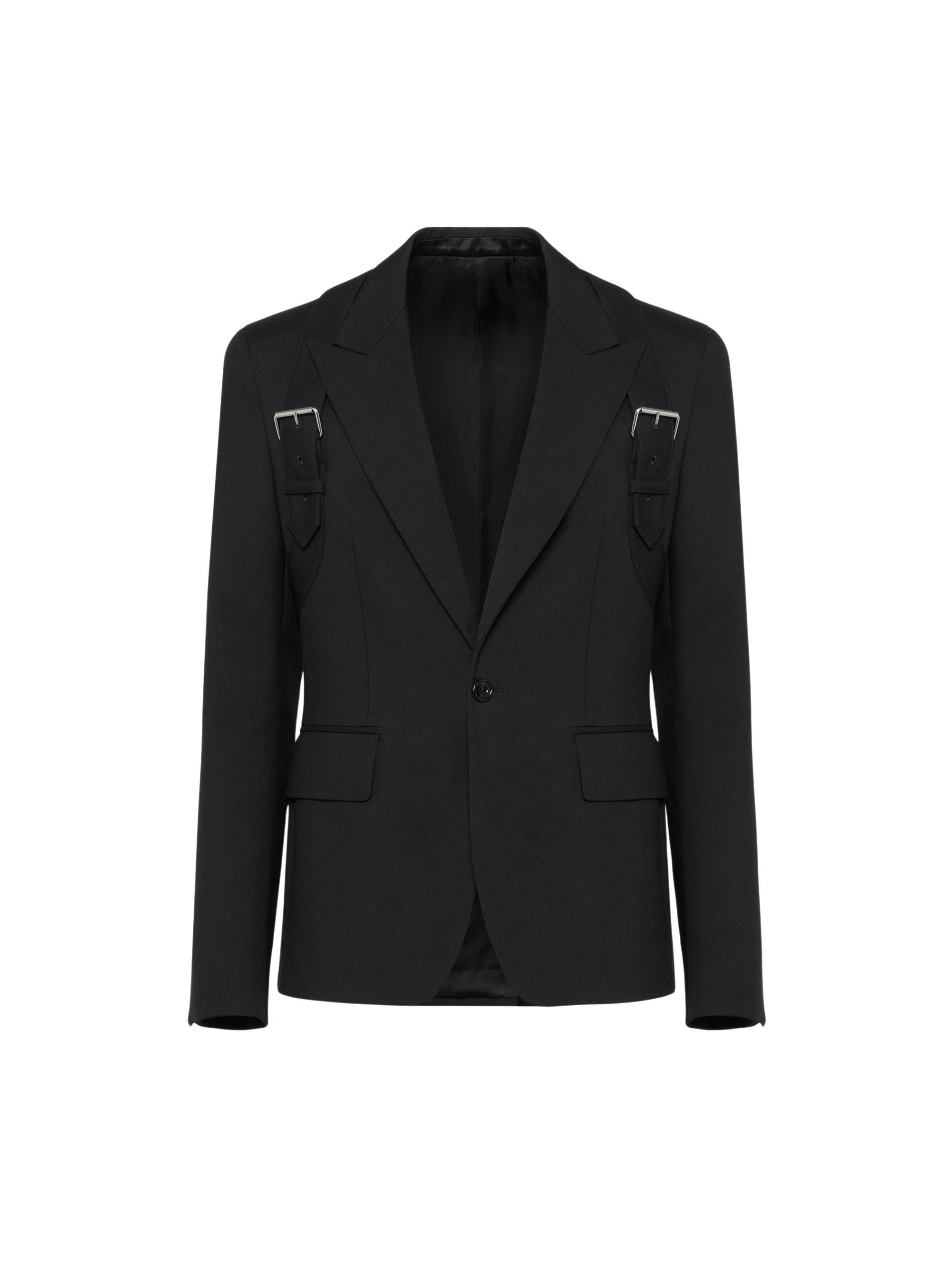 Blazer à boutonnage simple en laine - Black