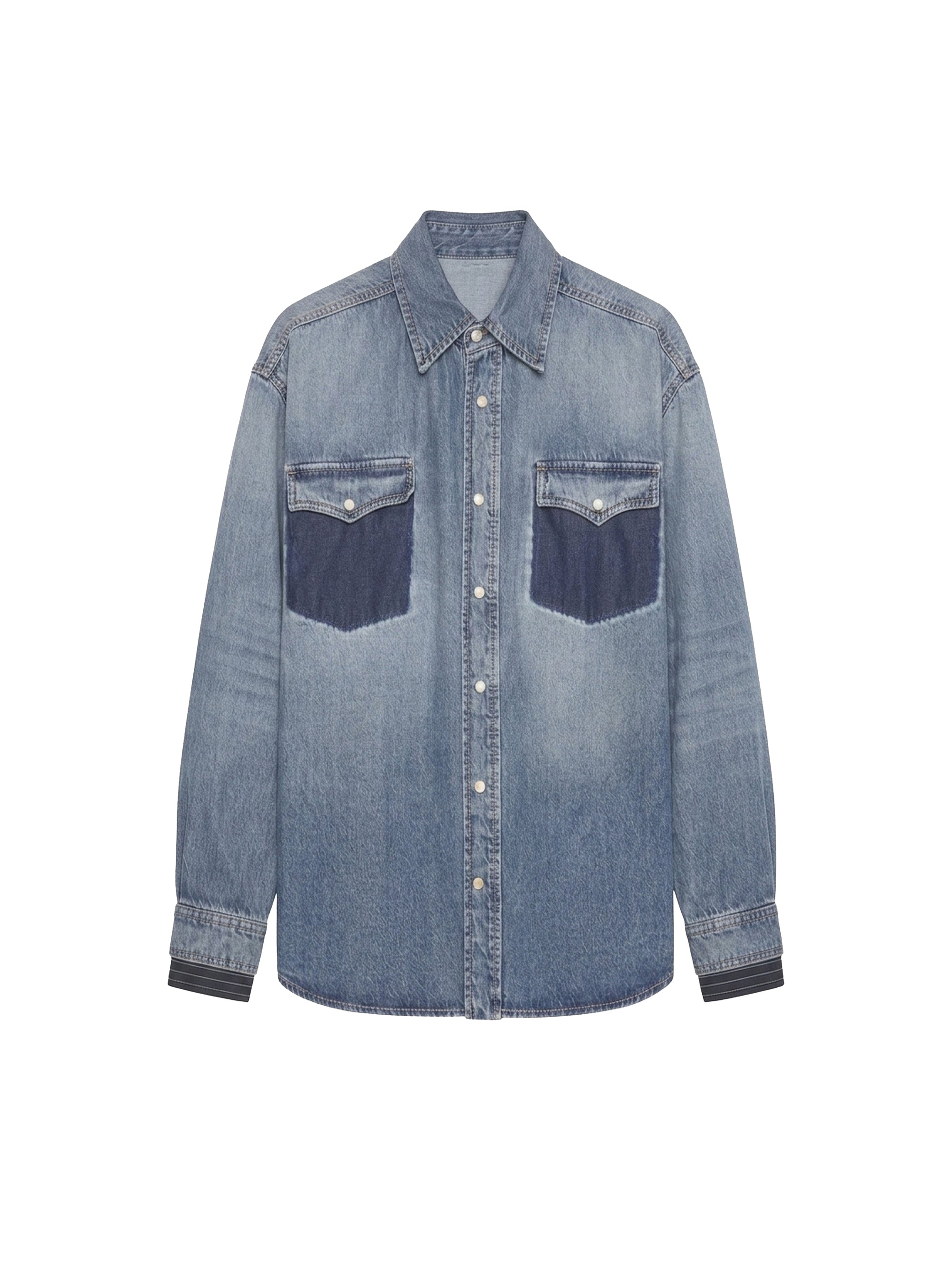 Chemise à poches en denim - Blue Washed