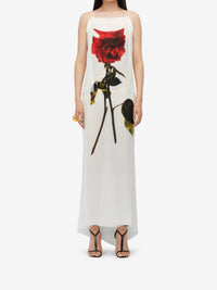 Robe à imprimé en soie - Optical White