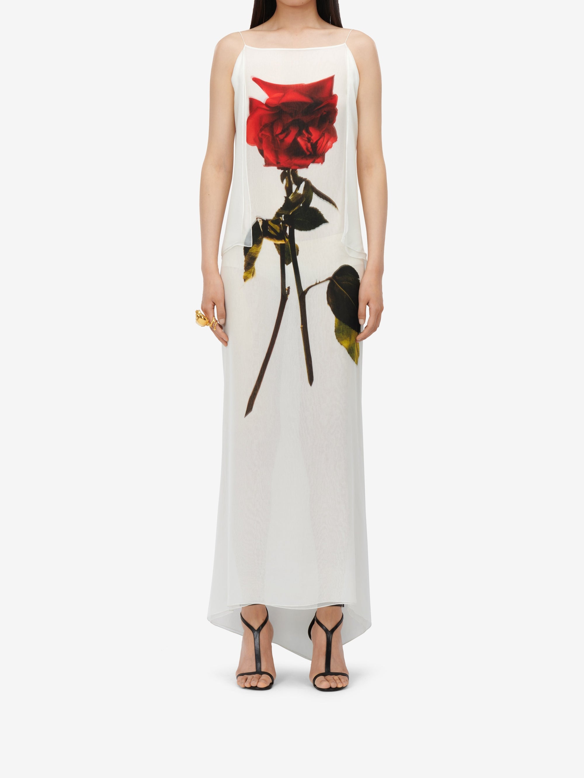 Robe à imprimé en soie - Optical White