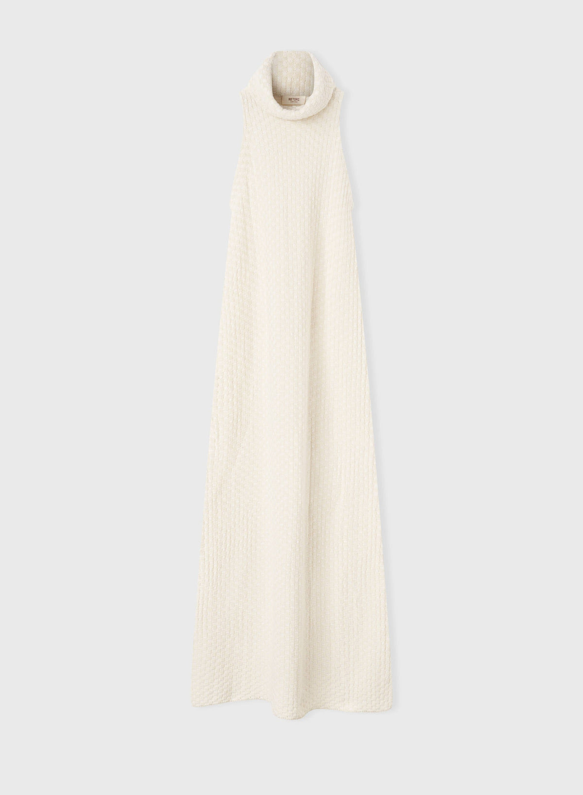 IVORY JACQUARD SLEEVELESS MAXI COLLAR LONG DRESS