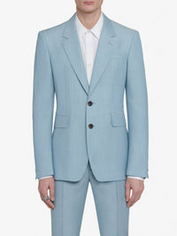 Blazer à boutonnage simple en laine - Pale Blue Blue