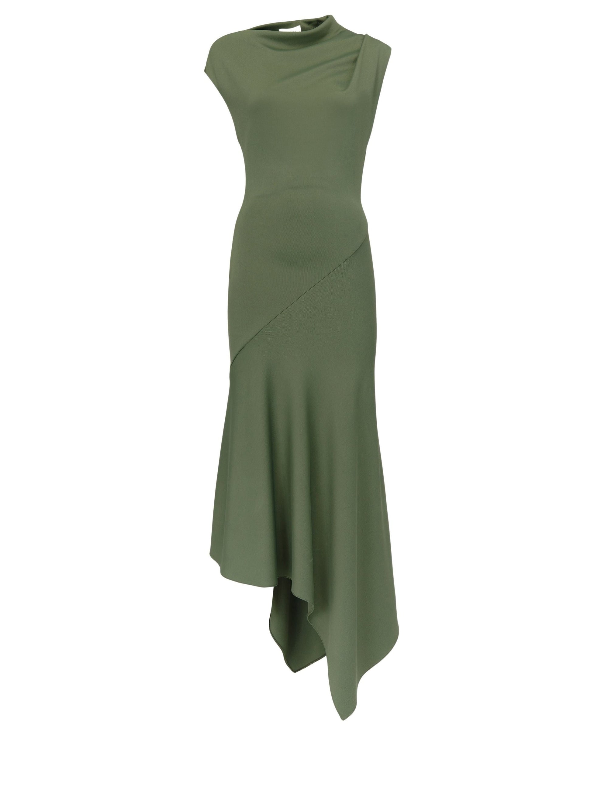 Robe midi asymétrique - Khaki