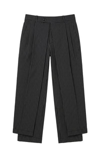 Pantalon avec jupon rayé en laine - Black & White