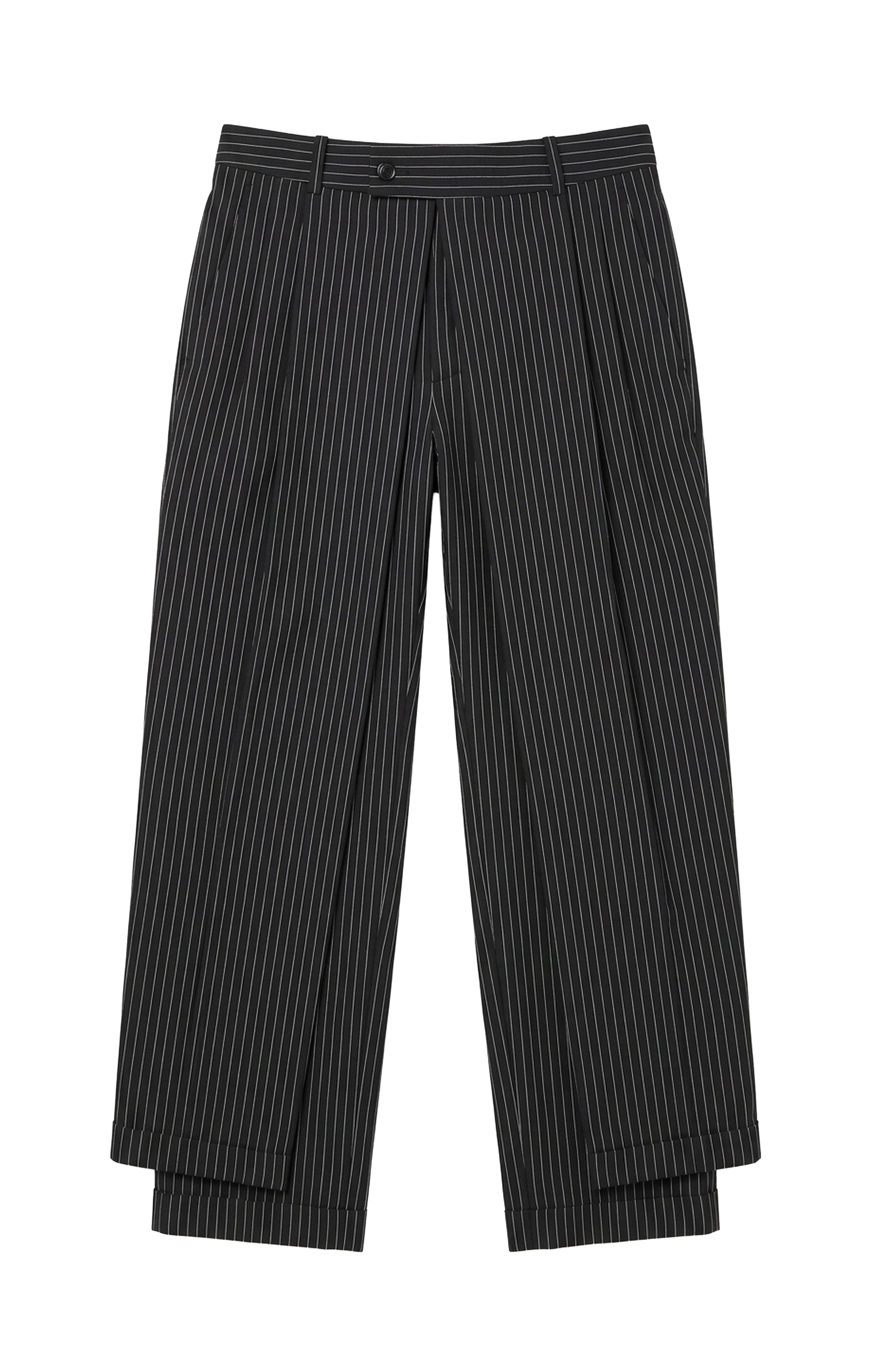 Pantalon avec jupon rayé en laine - Black & White