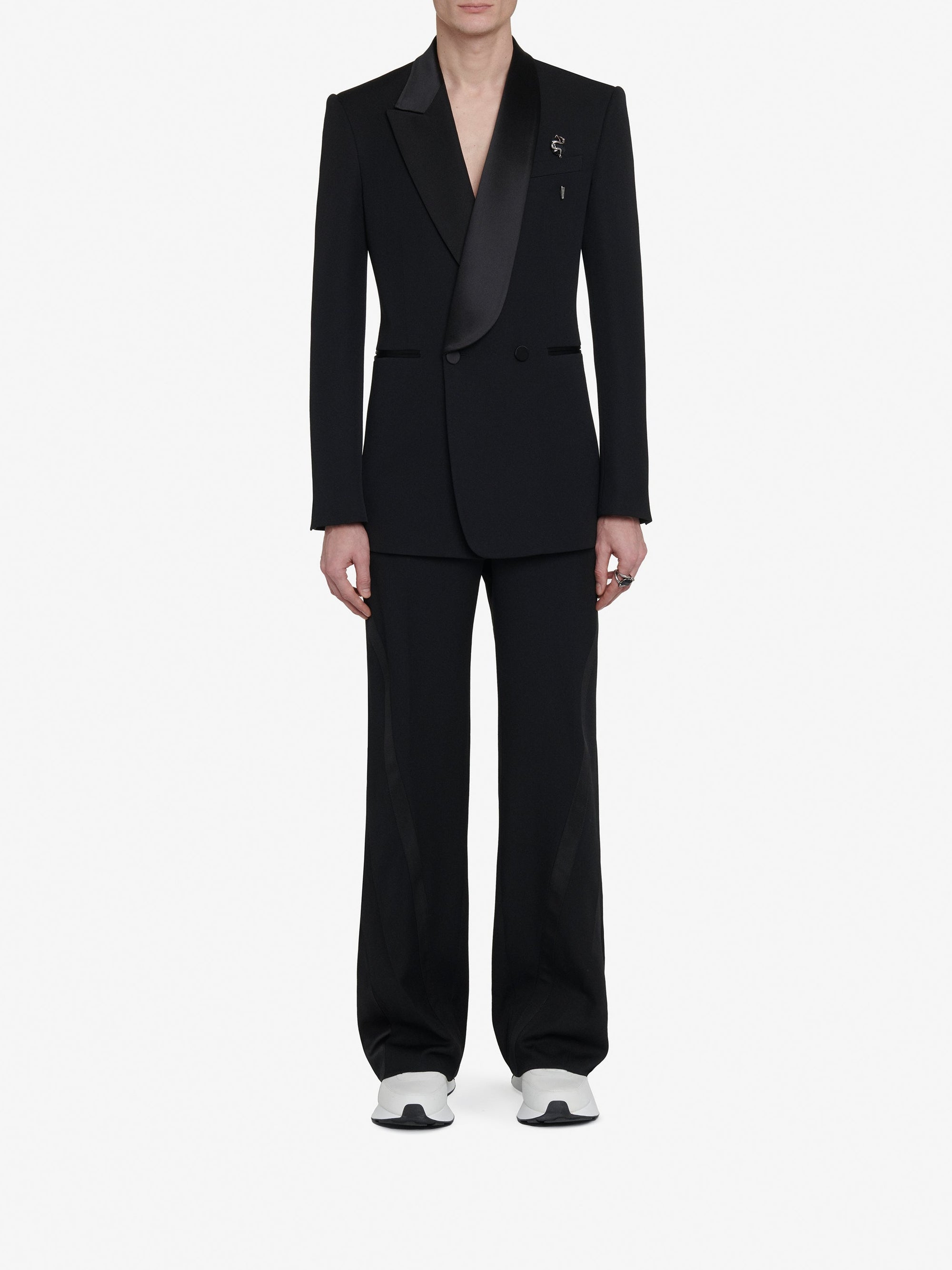 Pantalon à rayures en laine - Black