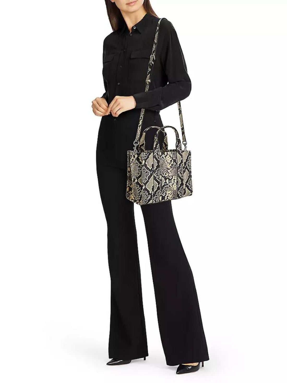 Petit sac The Tote Bag imprimé en cuir - Woodash Multicolor