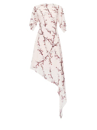 Robe midi asymétrique en soie - Ice Pink