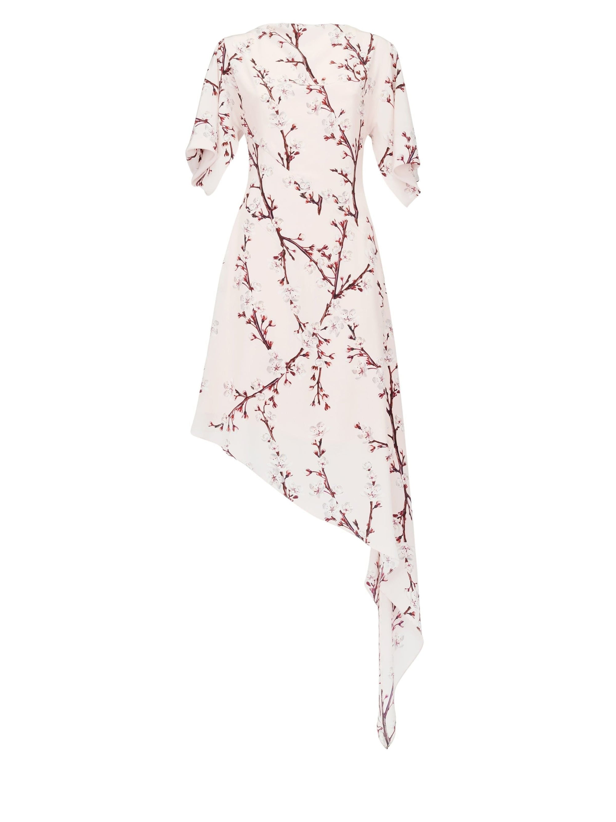 Robe midi asymétrique en soie - Ice Pink