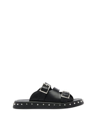 Sandales avec sangles en cuir - Black Silver