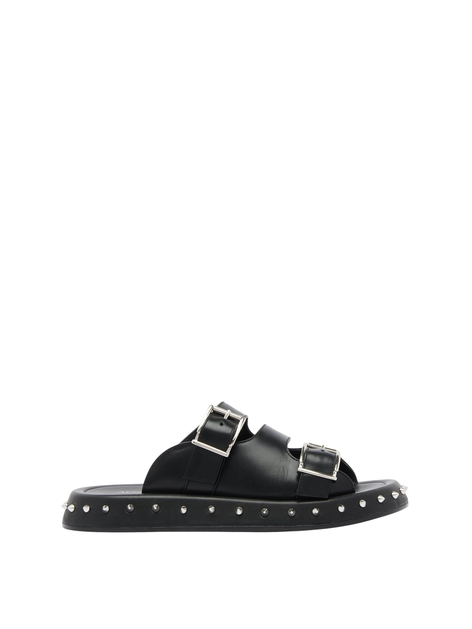 Sandales avec sangles en cuir - Black Silver