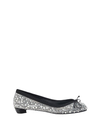 Round-toe ballet flats in a silk blend - Crystal Black