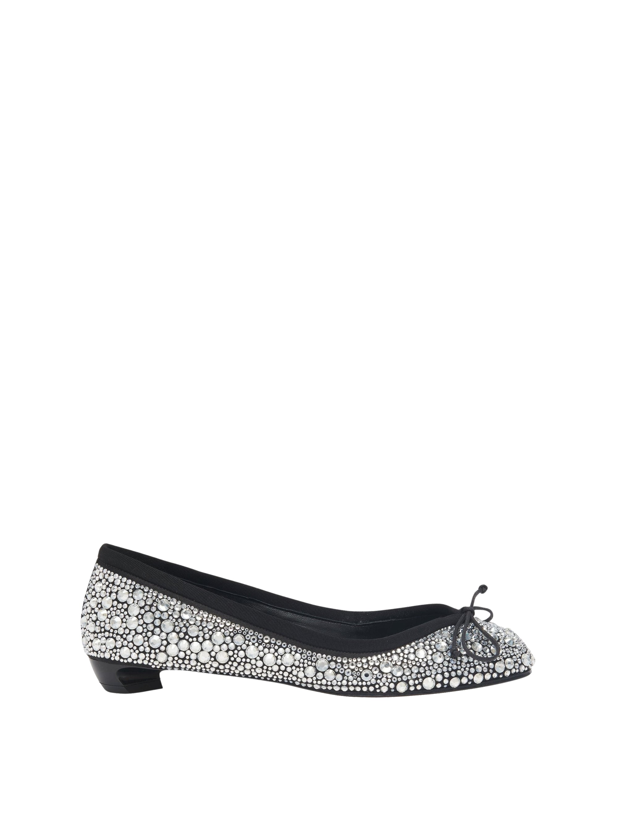 Round-toe ballet flats in a silk blend - Crystal Black