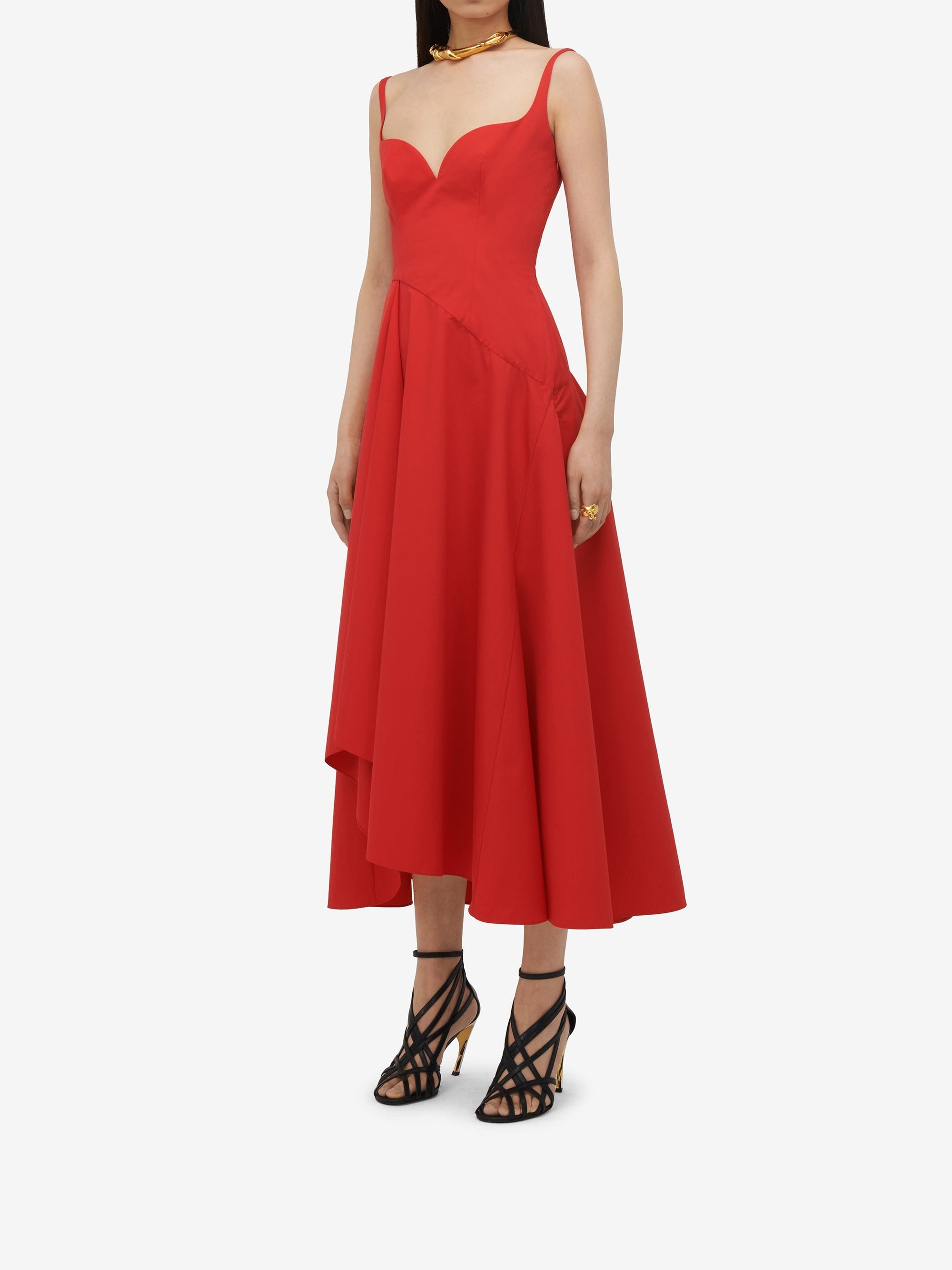 Robe midi à bretelles fines - Lust Red