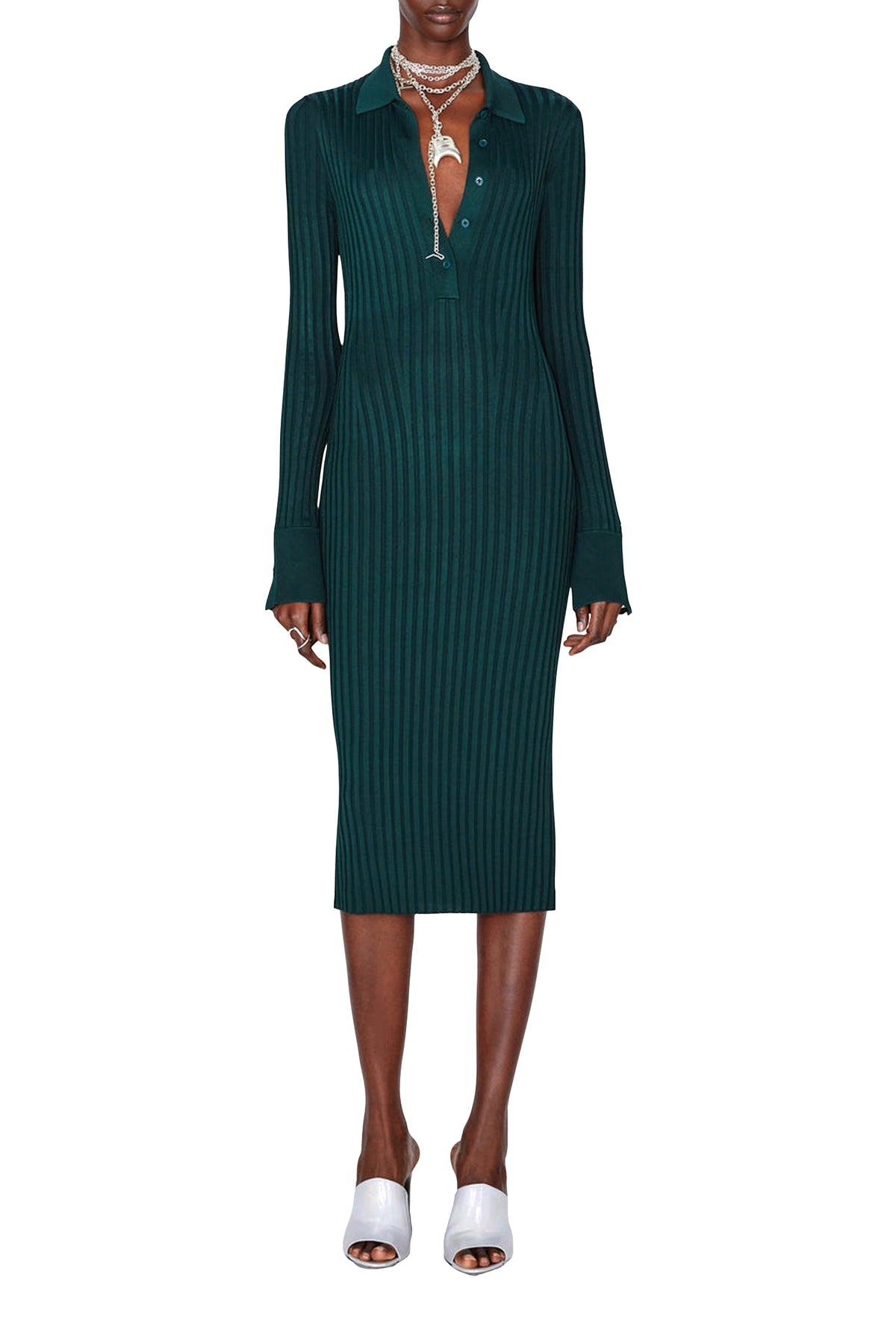 Rhea Henley Dress - Evergreen