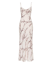 Robe longue à bretelle fines en soie - Ice Pink