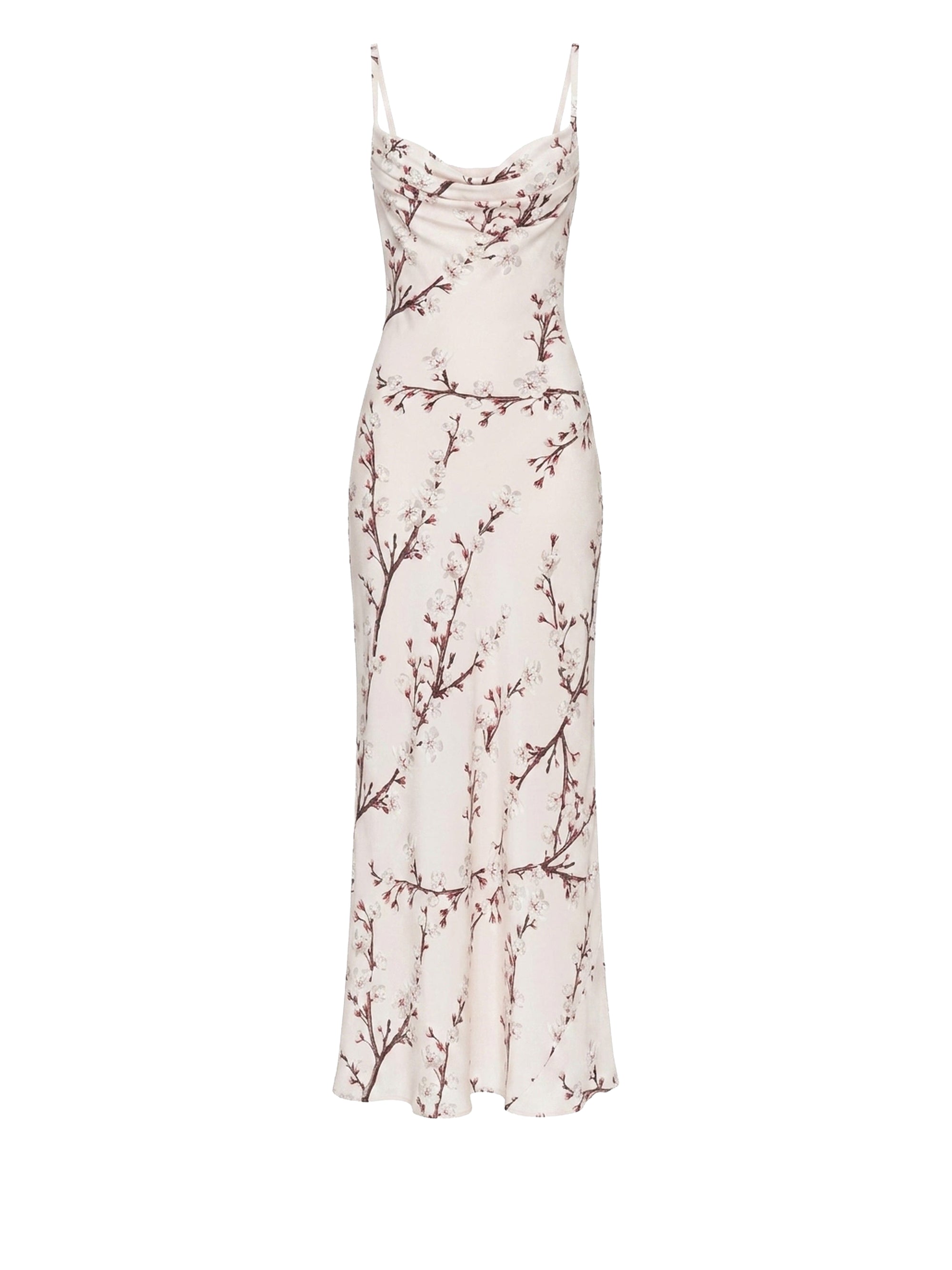 Robe longue à bretelle fines en soie - Ice Pink