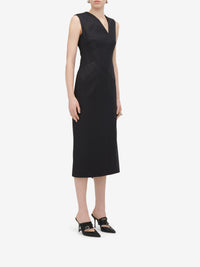 Robe midi à fines rayures en laine - Grey