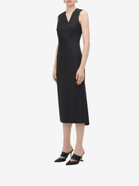 Robe midi à fines rayures en laine - Grey