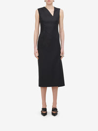 Robe midi à fines rayures en laine - Grey